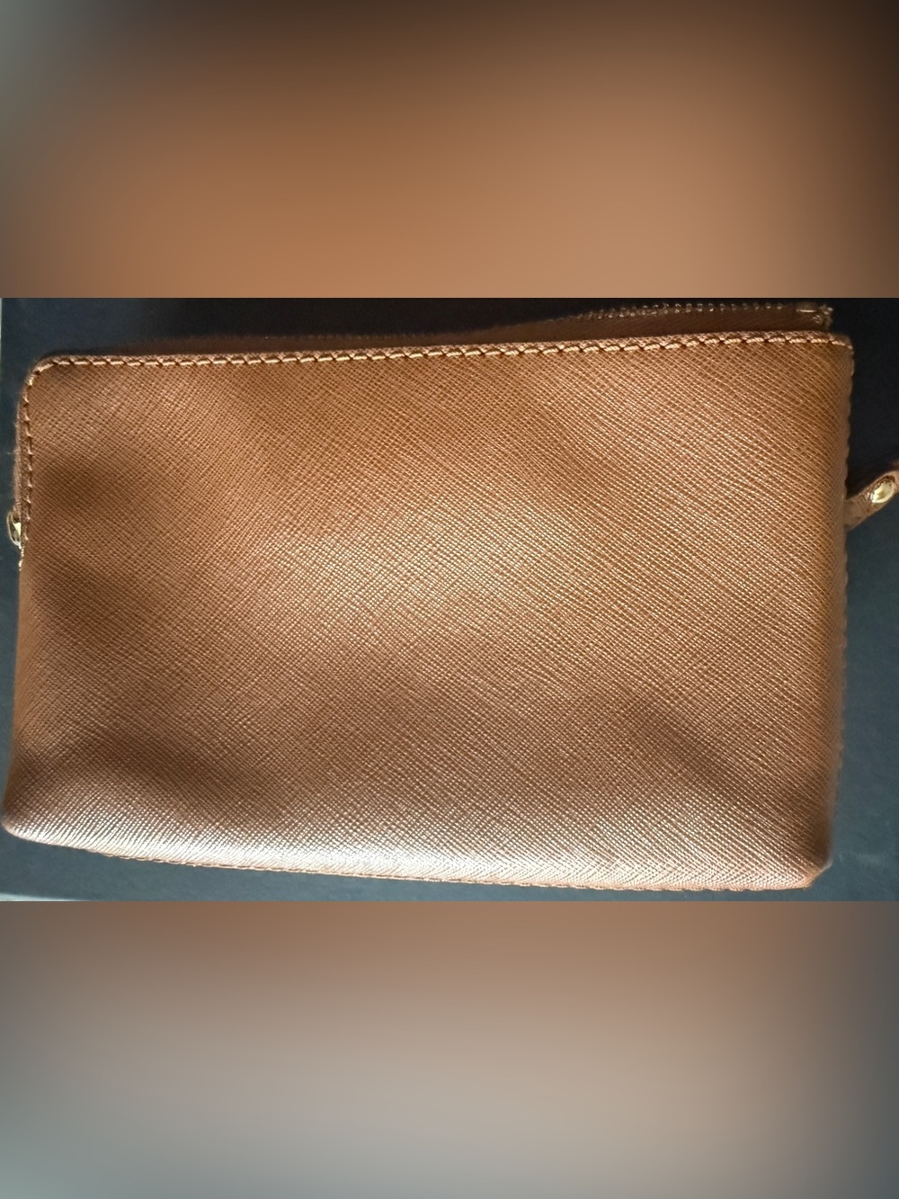 Michael Kors Brown Leather Double Zip Pouch with Gold Hardware - Picture 4 of 6